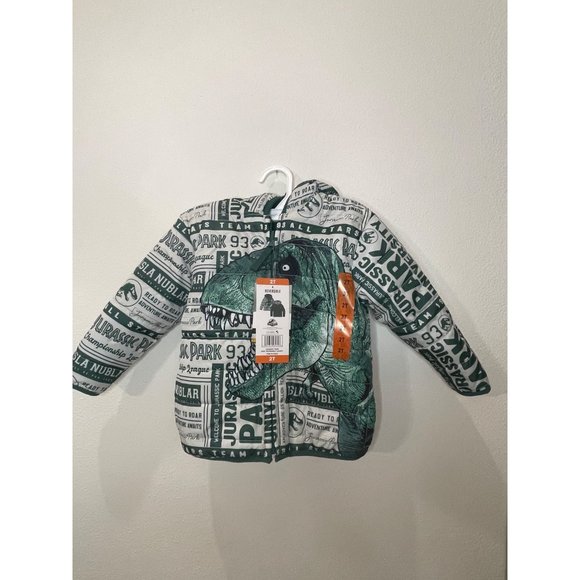 Jurassic Park Reversible Winter Jacket Green Toddler Size 2 Dinosaur - Picture 1 of 13